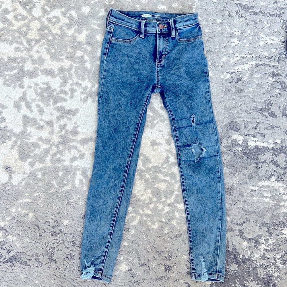 Distressed Ballerina stretch blue skinny Jean
